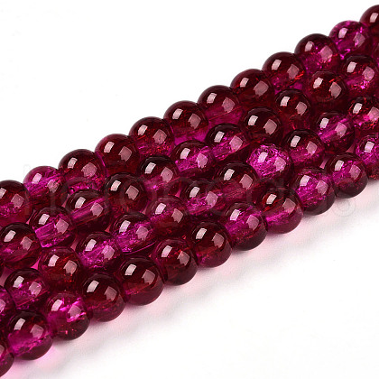 Crackle Glass Beads Strands X-CCG-Q002-6mm-08-1