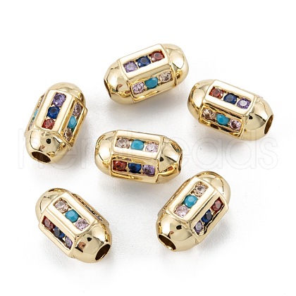 Brass Micro Pave Cubic Zirconia Beadsong-Lasting Plated ZIRC-P089-24A-G01-1