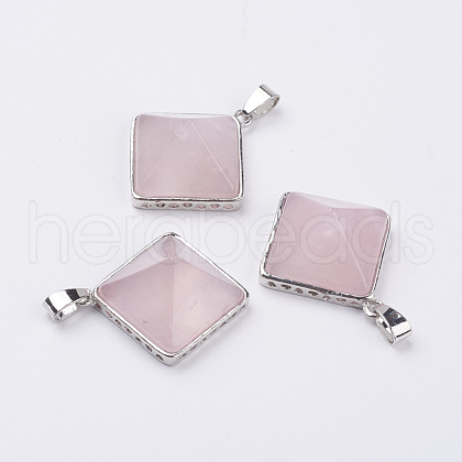 Natural Rose Quartz Pendants G-E442-02T-1