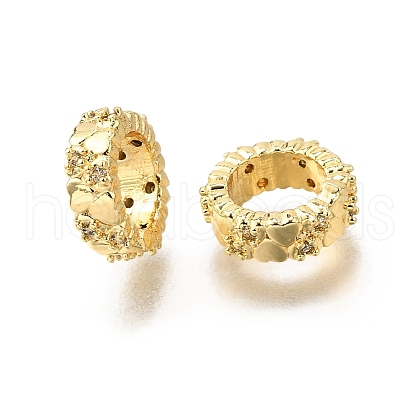 Brass Micro Pave Cubic Zirconia European Beads KK-C106-20G-1
