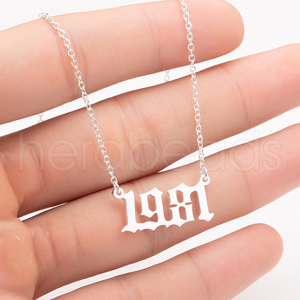 1981 Birth Year Number 201 Stainless Steel Pendant Cable Chain Necklaces FS-WGB5F08-71-1