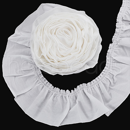 Cotton Pleated Lace Trim Ribbon OCOR-WH0097-25B-1