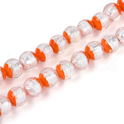 Luminous Handmade Lampwork Silver Foil Beads Strand FOIL-N029-03D-1