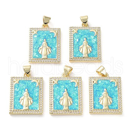 Rack Plating Brass Micro Pave Clear Cubic Zirconia Pendants KK-C041-06E-G-1