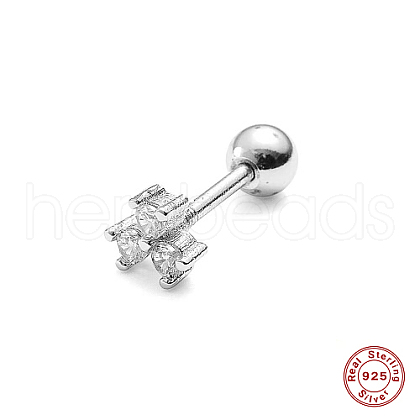 Anti-Tarnish Rhodium Plated 925 Sterling Silver Stud Earrings with Cubic Zirconia JZ4283-2-1