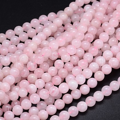 Round Natural Grade A Madagascar Rose Quartz Beads Strands G-F222-40-10mm-1