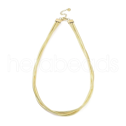 304 Stainless Steel Multi Layered Round Snake Chain Necklaces for Women NJEW-C055-03G-1