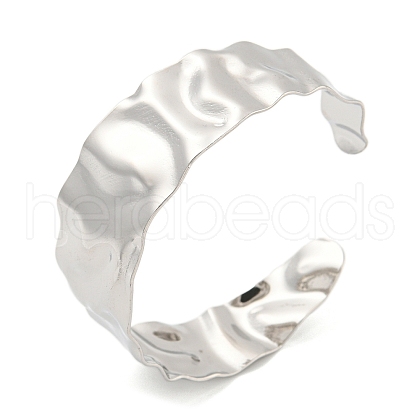 Non-Tarnish 304 Stainless Steel Textured Open Cuff Bangles for Women STAS-M001-15P-1