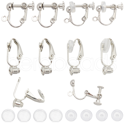 SUNNYCLUE 32Pcs 2 Style Brass Clip-on Earring Converters Findings DIY-SC0024-17-1