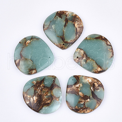 Assembled Natural Bronzite and Synthetic Aqua Terra Jasper Pendants G-S329-043-1