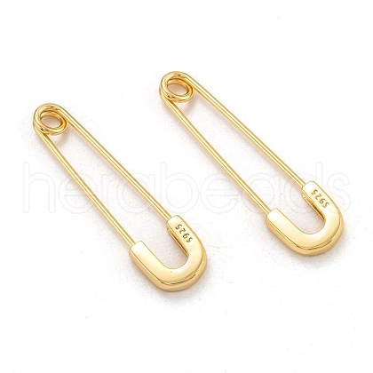 925 Sterling Silver Safety Pins Earrings EJEW-H110-17G-1