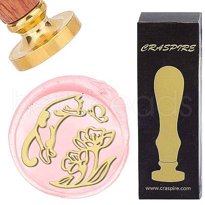 Brass Wax Seal Stamps with Wood Handle AJEW-WH0412-0168-1