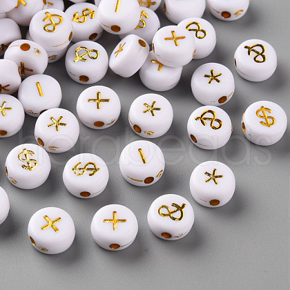 Plating White Acrylic Beads MACR-Q241-B001-1