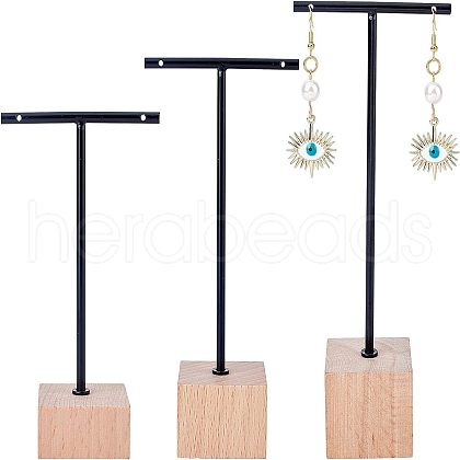 T Bar Iron & Wood Earring Displays Sets EDIS-WH0016-03-1