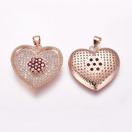Brass Micro Pave Cubic Zirconia Pendants ZIRC-G091-44RG-1