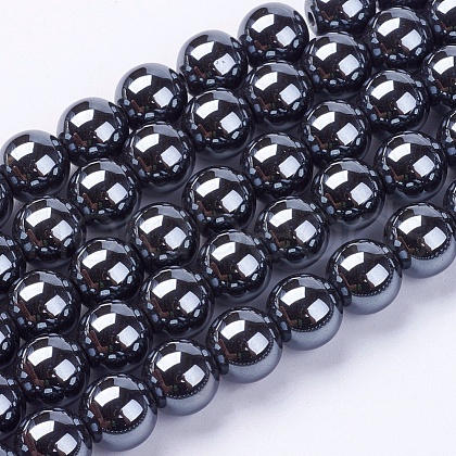 Non-Magnetic Synthetic Hematite Beads Strands G-H1623-8mm-2-1