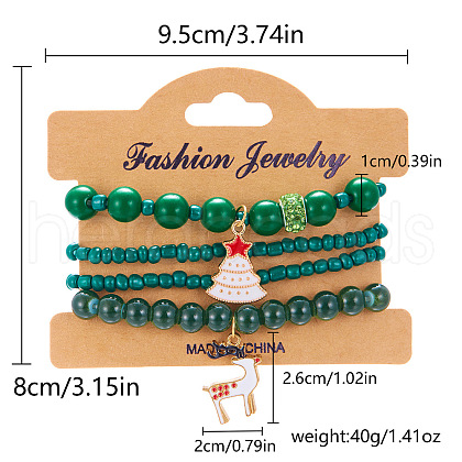 Christmas Acrylic Bead Stretch Bracelets Sets IC6084-3-1