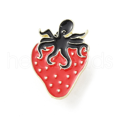 Strawberry with Octopus Enamel Pins JEWB-C045-01A-G-1