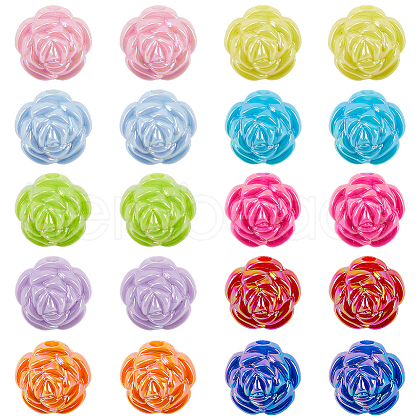 SOFPLATE 40Pcs 10 Colors UV Plating Iridescent Acrylic Beads MACR-SP0001-39-1