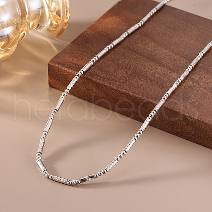 Adjustable 925 Sterling Silver Round Column Magnetic Beaded Necklaces for Women NJEW-A048-03P-1