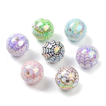 Halloween UV Plating Opauqe Acrylic Beads OACR-B035-04-1
