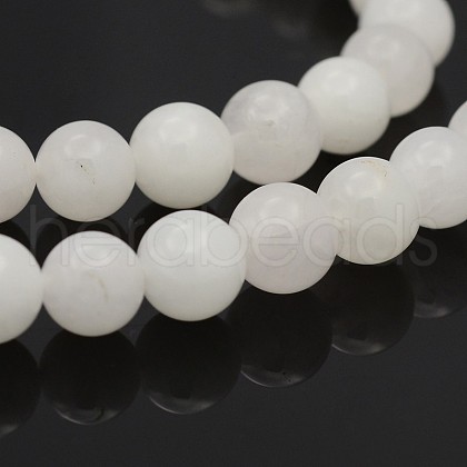 Natural Round White Jade Bead Strands G-P070-01-8mm-1