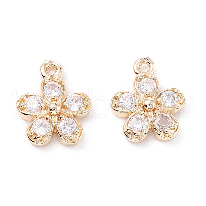 Rack Plating Brass Cubic Zirconia Charms X-ZIRC-C026-12LG-1