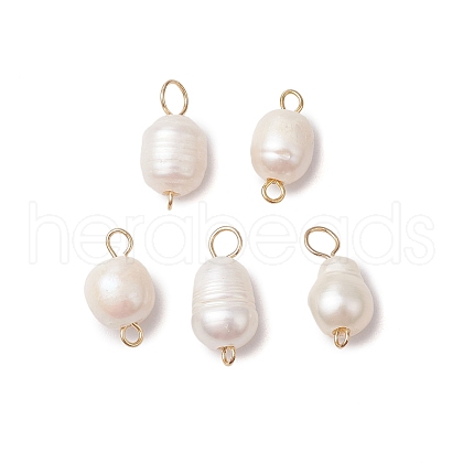 Natural Freshwater Pearl Rice Connector Charms PALLOY-JF03395-1