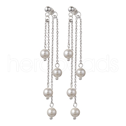 Natural Pearl Front Back Stud Earrings EJEW-TA00353-1