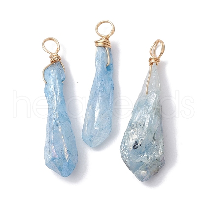 Electroplated Natural Quartz Crystal Dyed Pendants PALLOY-JF02325-04-1