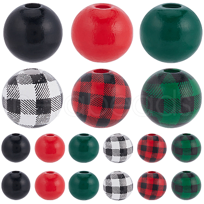 SOFPLATE 6 Styles Painted Natural Wood Beads WOOD-SP0001-09-1