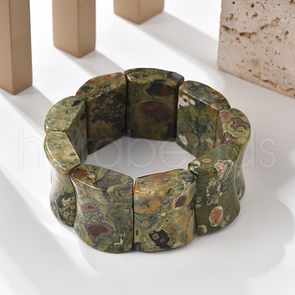 Natural Kambaba Jasper Beads Rectangle Beaded Stretch Bracelet BJEW-Q012-02A-1