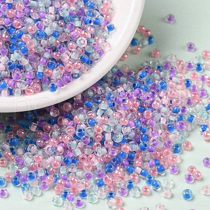 Transparent Inside Colours Luster Glass Seed Beads SEED-A030-08-1