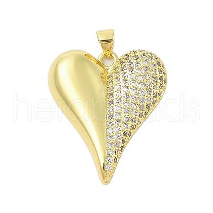 Heart Rack Plating Brass Micro Pave Cubic Zirconia Pendants KK-Z074-54G-1