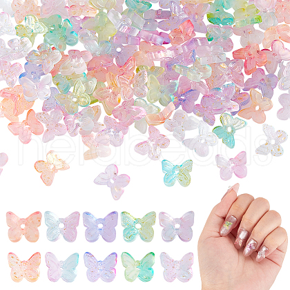 AHADERMAKER 10 Sets 5 Colors Glitter Glass Cabochons MRMJ-GA0001-22-1