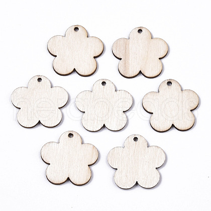 Unfinished Natural Poplar Wood Pendants WOOD-S045-109-1