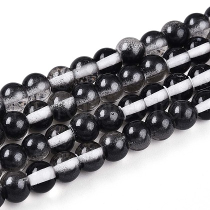 Baking Painted Transparent Glass Beads Strands DGLA-N011-6mm-10-1