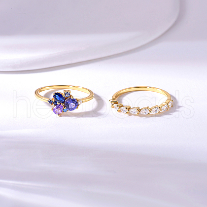 Fashionable S925 Sterling Silver Cubic Zirconia Stacking Rings Women's Jewelry CU3205-1-1