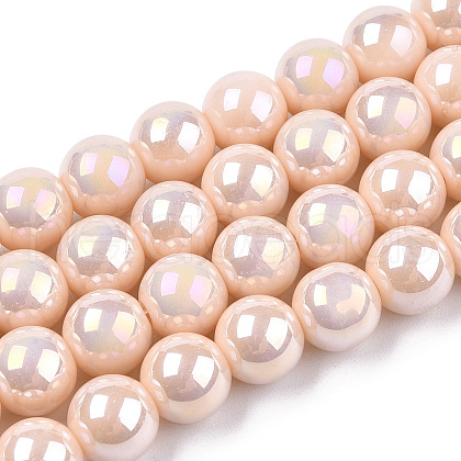 Electroplate Opaque Glass Beads Strands X-GLAA-T032-P8mm-AB09-1