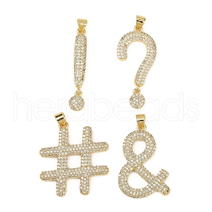 Brass Micro Pave Cubic Zirconia Pendants KK-S526-21G-1