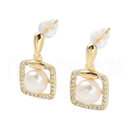 Mother's Day Jewellery Natural Pearl Ear Studs EJEW-P285-07G-1