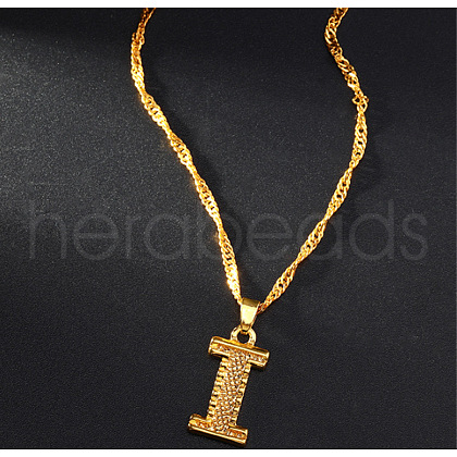 Brass Initial Pendant Necklaces FS-WG68BA5-09-1