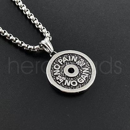 Vintage Punk Style Stainless Steel Weightlifting Dumbbell Pendant Necklaces for Men RS0234-1