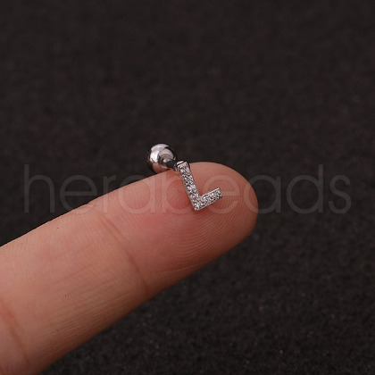 316L Surgical Stainless Steel Micro Pave Clear Cubic Zirconia Cartilage Earrings WG3A850-23-1