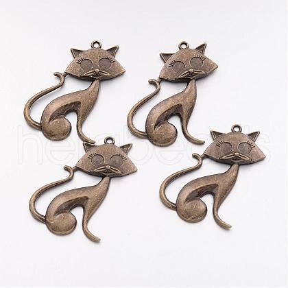 Tibetan Style Alloy Kitten Pendants TIBEP-22758-AB-NR-1