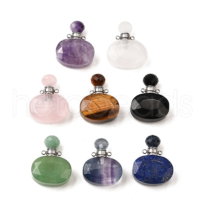 Natural Mixed Stone Perfume Bottle Pendants G-L623-07P-1