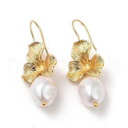 ABS Imitation Pearl Flower Dangle Earrings X-EJEW-F288-21G-1