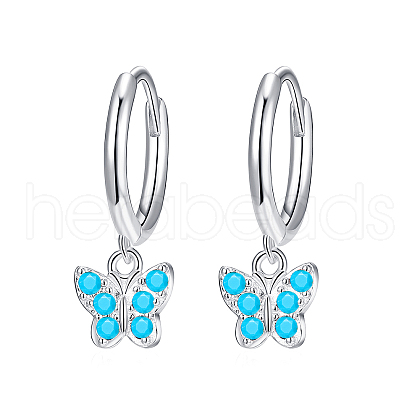 Elegant S925 Sterling Silver Butterfly Hoop Earrings BR6455-10-1