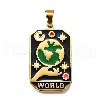 Tarot 304 Stainless Steel Enamel Pendants STAS-M119-09H-G-1