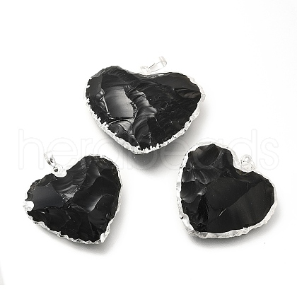 Natural Obsidian Pendants G-P487-04P-1